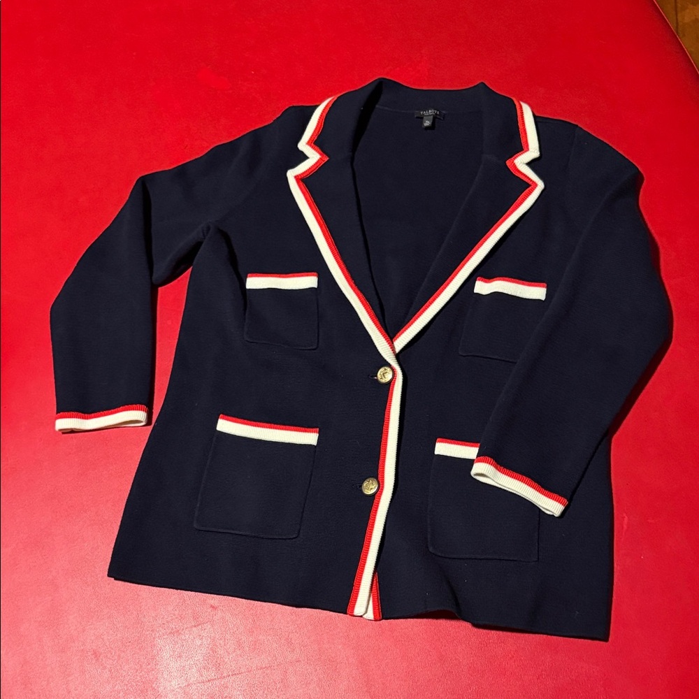 Talbots Navy Blazer with Red and White Accents